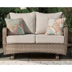 Clear Ridge Light Brown Glider Loveseat -furniture QK1037323 ASHL LF1 RM