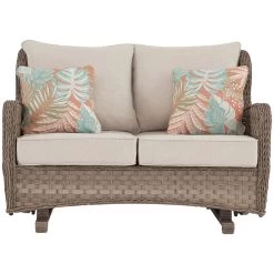 Clear Ridge Light Brown Glider Loveseat