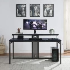 Advancer Black 63 Inch Gaming Desk -furniture QK1037817 OSPR LF2 RM