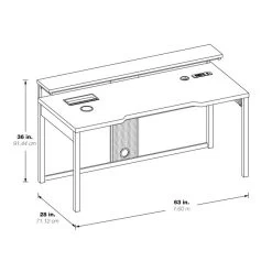 Advancer Black 63 Inch Gaming Desk -furniture QK1037817 OSPR MOD OL