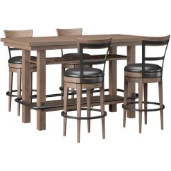 Benton Pecan 5 Piece Swivel Dining Set -furniture QK1038428 EMHF AFR OL