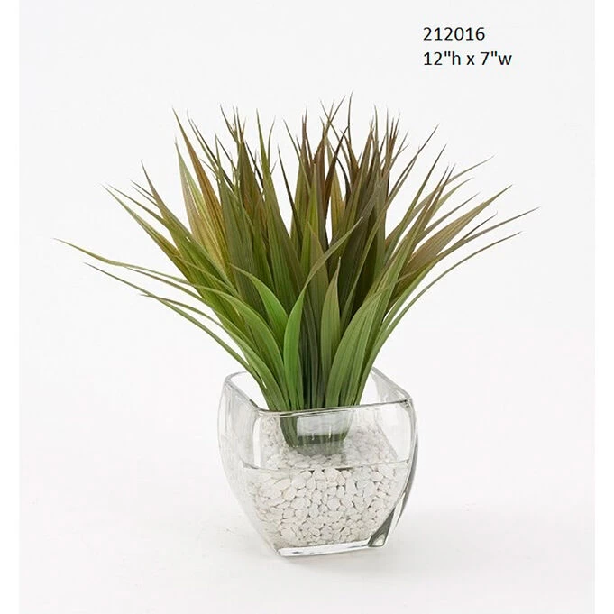 Permanent Botanicals Green Grass In Large Glass Cube 3 Permanent Botanicals Green Grass In Large Glass Cube