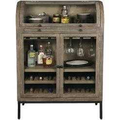 Paloma Weathered Gray Wine And Bar Cabinet