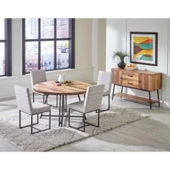 Charlotte Walnut And Bark 5 Piece Round Dining Set