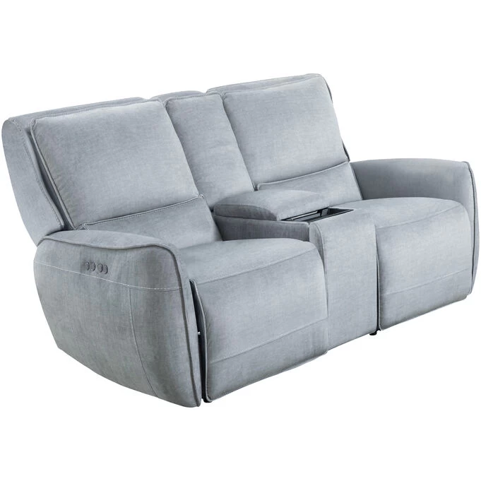 Holston Silver Power Plus Reclining Console Loveseat 5 Holston Silver Power Plus Reclining Console Loveseat - Image 3