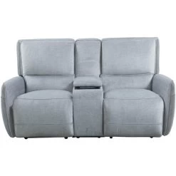 Holston Silver Power Plus Reclining Console Loveseat