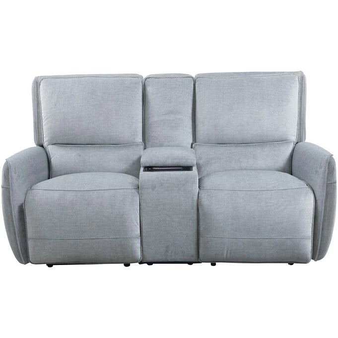 Holston Silver Power Plus Reclining Console Loveseat 3 Holston Silver Power Plus Reclining Console Loveseat