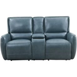 Holston Caribbean Leather Power Plus Reclining Console Loveseat