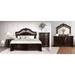 Menodora Brown Cherry Queen 4 Piece Room Group