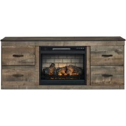 Trinell Rustic Plank 60 Inch Fireplace Console
