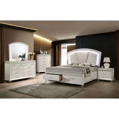 Maddie Pearl White Queen 4 Piece Storage Room Group