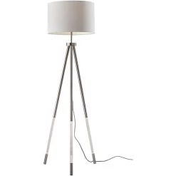 Adesso Della Brushed Steel Nightlight Floor Lamp