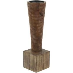 Collected Culture Brown 13 Inch Wood Geo Candle Holder 8 Collected Culture Brown 13 Inch Wood Geo Candle Holder -furniture QK1054156 SAGE ABL OL