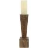 Collected Culture Brown 13 Inch Wood Geo Candle Holder -furniture QK1054156 SAGE BCK OL