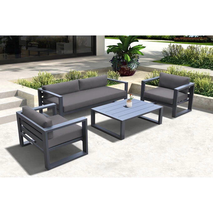 Aelani Dark Gray 4 Piece Patio Set 4 Aelani Dark Gray 4 Piece Patio Set - Image 2