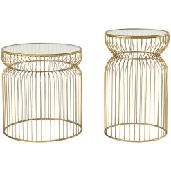 Shani Gold Set Of 2 Accent Tables -furniture QK1060934 MEFD BCK OL