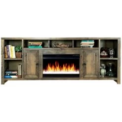 Joshua Creek Barnwood 84 Inch Super Fireplace Console