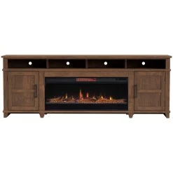 Deer Valley Bourbon Oak 86 Inch Fireplace Console