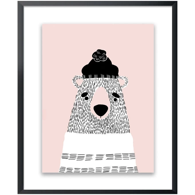 Kids Pink Bear Wall Art 3 Kids Pink Bear Wall Art
