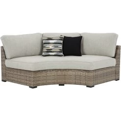 Calworth Beige Curved Loveseat
