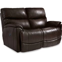 Trouper Leather Walnut Reclining Loveseat