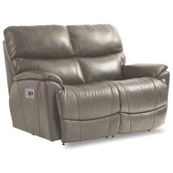 Trouper Leather Gray Tri Power Reclining Loveseat -furniture QK1064436 LAZY AFR OL