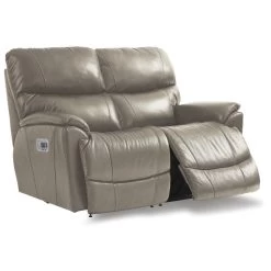 Trouper Leather Gray Tri Power Reclining Loveseat -furniture QK1064436 LAZY OPN OL