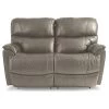 Trouper Leather Gray Tri Power Reclining Loveseat -furniture QK1064436 LAZY PRI OL