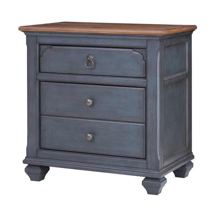 Americana Corduroy Blue Nightstand 4 Americana Corduroy Blue Nightstand - Image 2