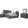 Americana Corduroy Blue Queen 4 Piece Room Group -furniture QK1064862 LEGE PRI OL