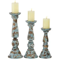 Emilia Set Of 3 Blue Candle Holder