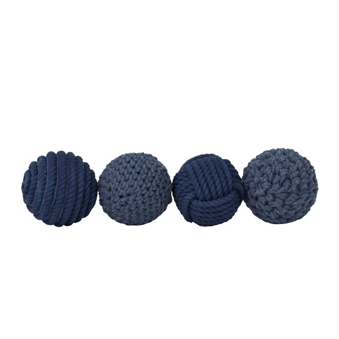 Jute Set Of 4 Blue Balls 3 Jute Set Of 4 Blue Balls