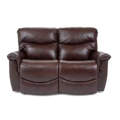 James Walnut Leather Reclining Loveseat
