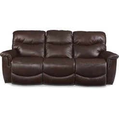 James Walnut Leather Tri-Power Reclining Sofa