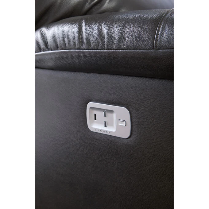 James Charcoal Leather Power Plus Reclining Console Loveseat 5 James Charcoal Leather Power Plus Reclining Console Loveseat - Image 3