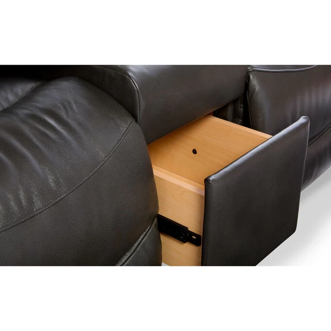 James Charcoal Leather Power Plus Reclining Console Loveseat 6 James Charcoal Leather Power Plus Reclining Console Loveseat - Image 4