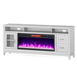 Bayshore White 76 Inch Fireplace Console