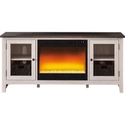 Dorrinson Antique White 60 Inch Electric Fireplace Console