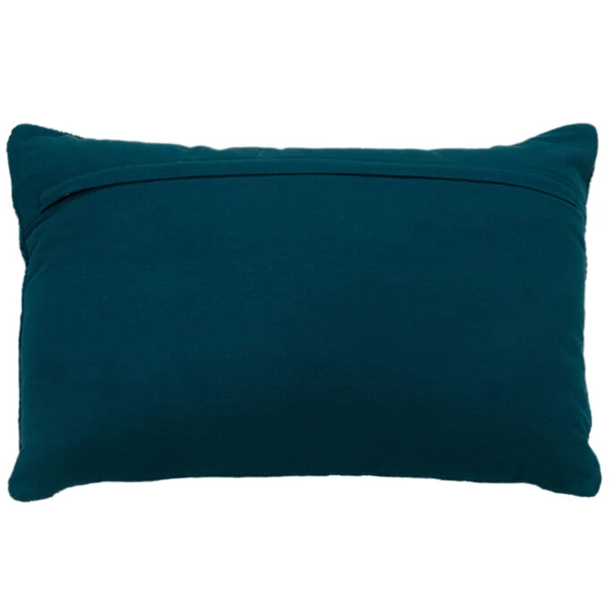 Woven Teal Down Filled Lumbar Pillow 4 Woven Teal Down Filled Lumbar Pillow - Image 2