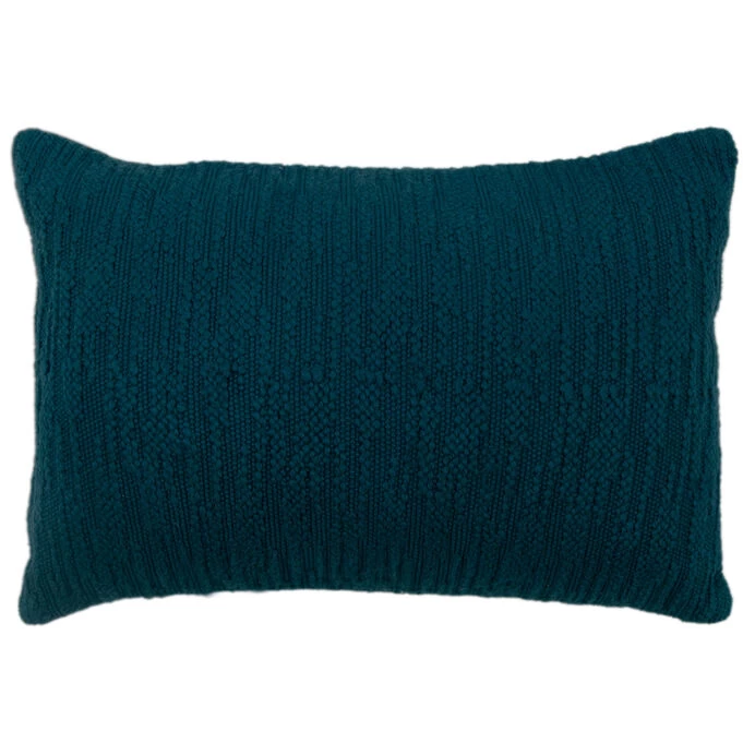Woven Teal Down Filled Lumbar Pillow 3 Woven Teal Down Filled Lumbar Pillow