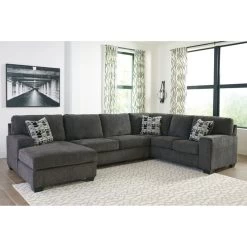 Ballinasloe Smoke 3 Piece Left Chaise Sectional -furniture QK743138 ASHL LF1 RM