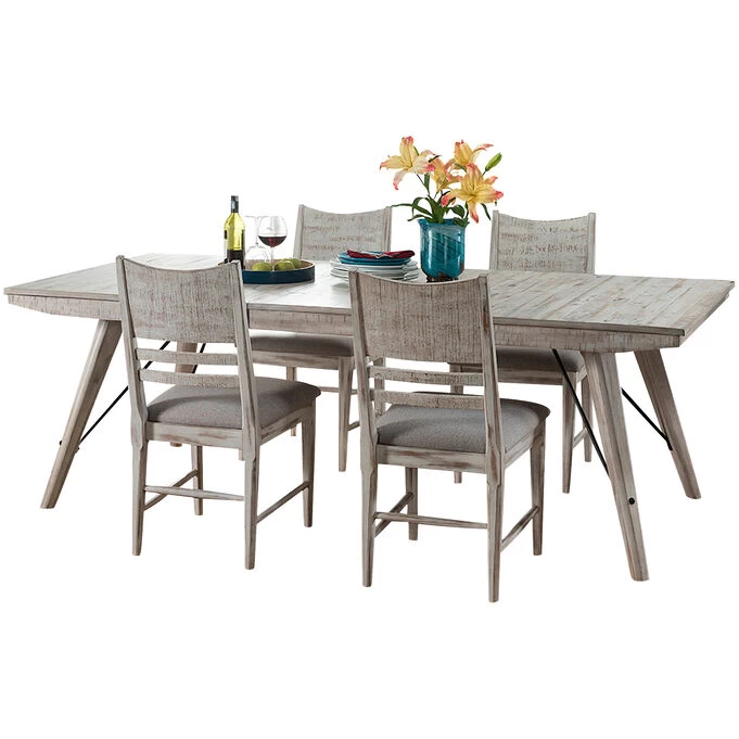 Modern Rustic Weathered White 5 Piece Dining Set 4 Modern Rustic Weathered White 5 Piece Dining Set - Image 2