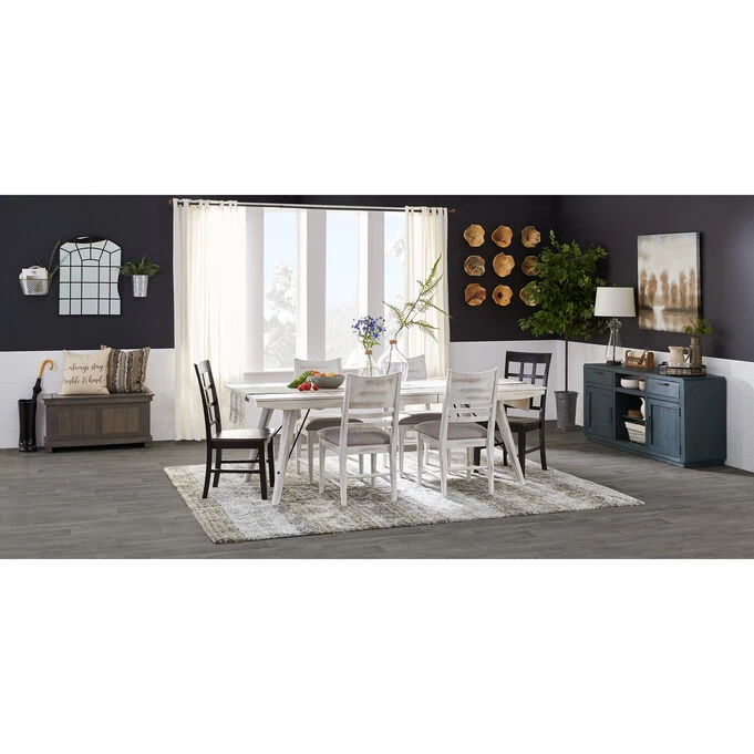 Modern Rustic Weathered White 5 Piece Dining Set 5 Modern Rustic Weathered White 5 Piece Dining Set - Image 3